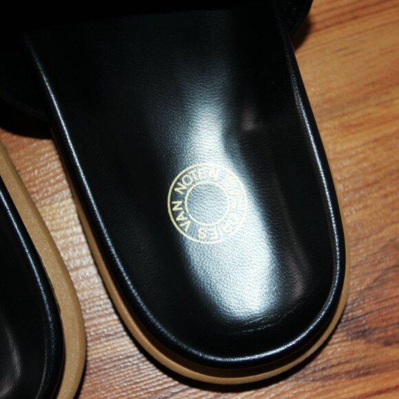 BNWT SS21 DRIES VAN NOTEN LEATHER STRAP SLIDERS OLIVE 44 - Picture 6 of 13